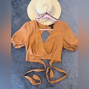Forever 21 Brown Wrap Blouse